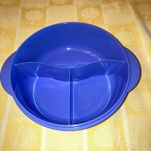 Tupperware Blue Divided Microwaveable Serving Bowl No Lid